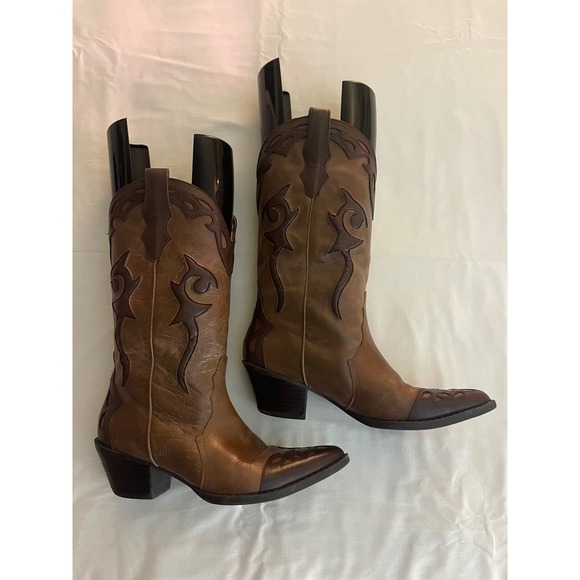 Reba McEntire Shoes - Reba McEntire Collins Brown Leather Western Cowboy Boots A1830L1901 Womens 7M